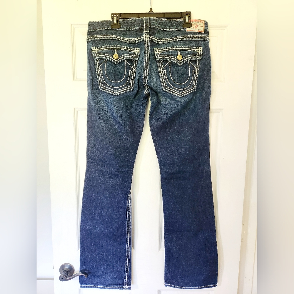 True Religion Low Rise Bootcut Heavy White Stitching Women's Jeans 32 x 33